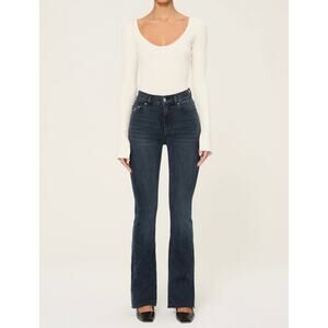 DL1961 Denim Jeans Bridget Boot Cut 31.5” Raw Hem Charcoal Grecian 30 Flare